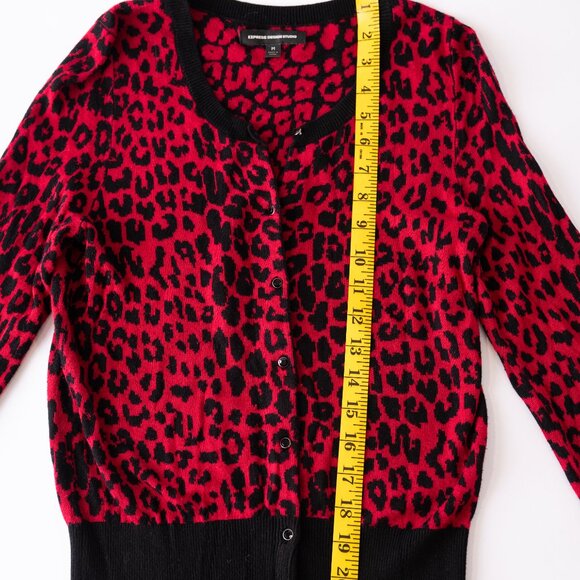Express Design Studio  Red Leopard print cardigan - Picture 6 of 8